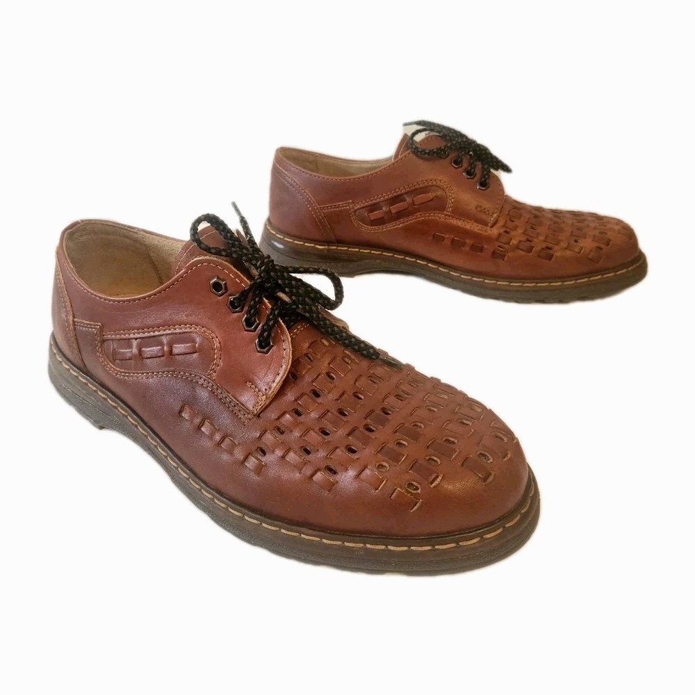 Walker Brown Woven Huaraches Leather Oxfords Shoes Mens Size Euro 44 US 10.5-11